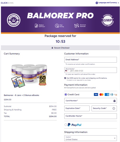 Balmorex Pro Order Page